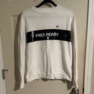Fred Perry White Sweatshirt with Black Logo Band
